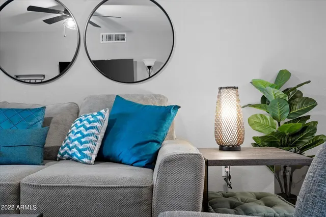 a living room with furniture