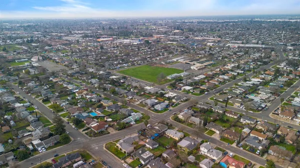 an aerial view of a city