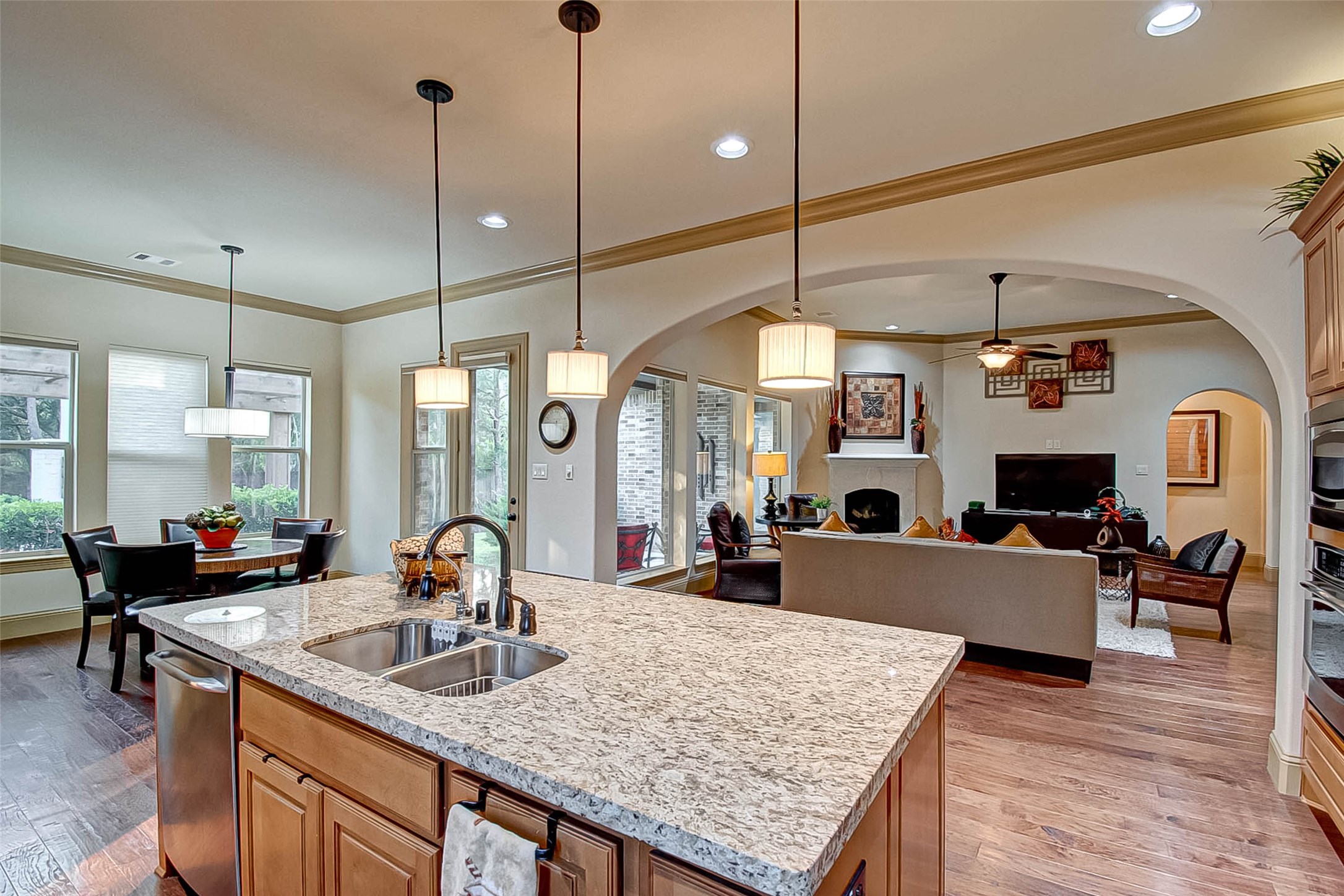 7 Shearling Court Spring, TX 77389 - Photo 19 of 46 a kitchen with sink and refrigerator