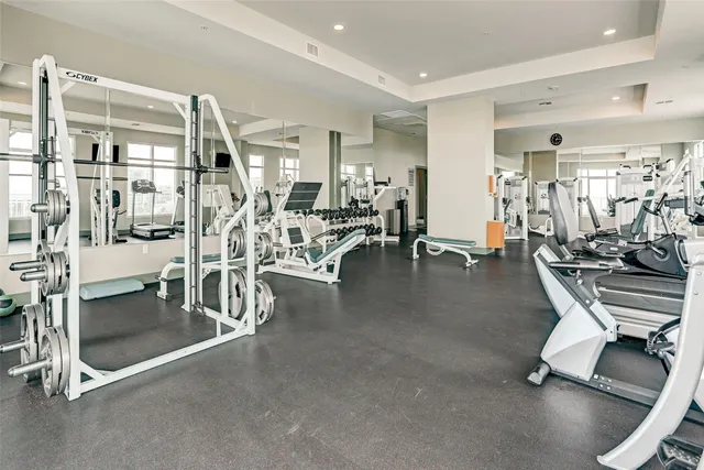 a view of a room with gym equipment