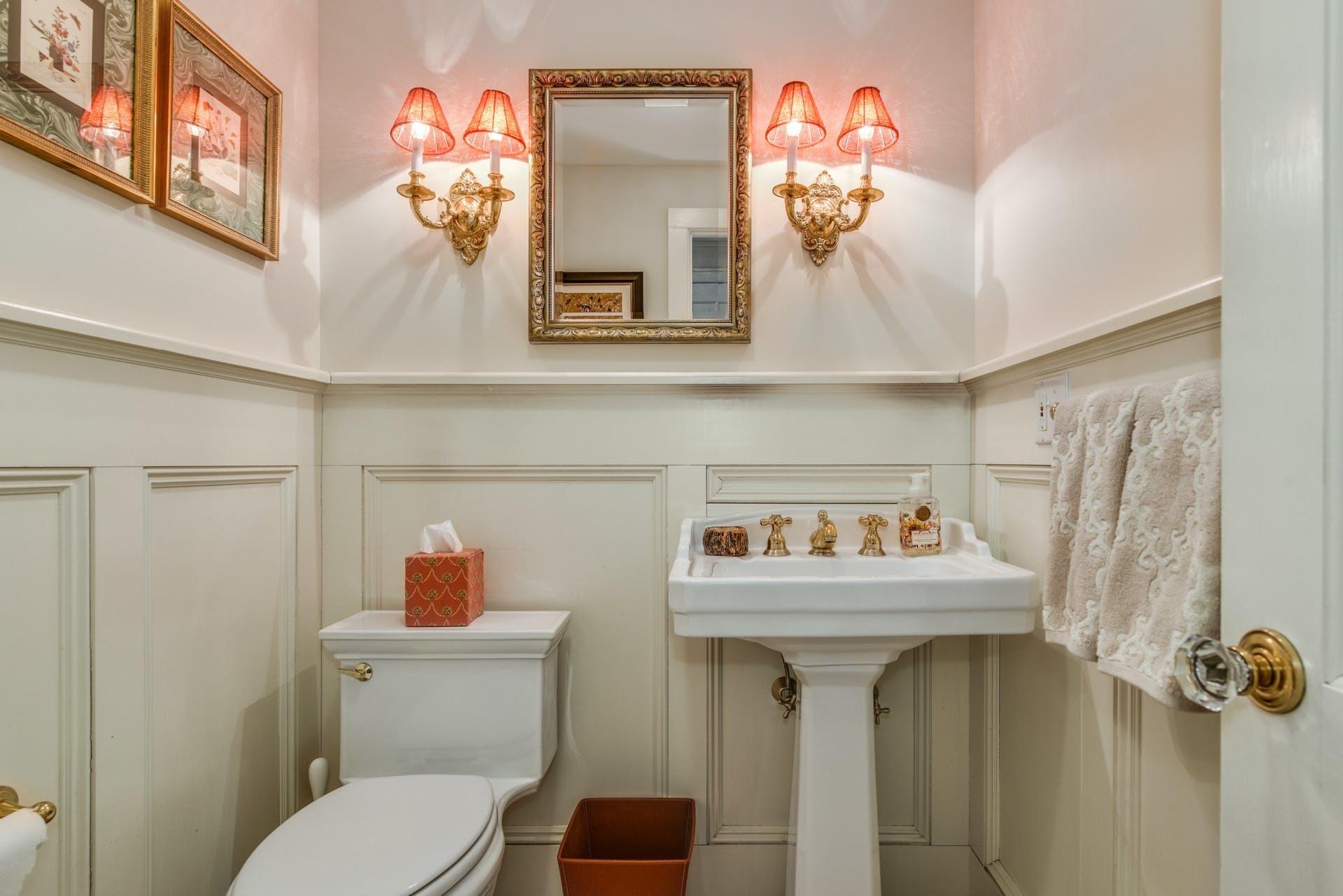 258 Jonathan Road New Canaan, CT 06840 - Photo 19 of 33 a bathroom with a sink mirror and toilet