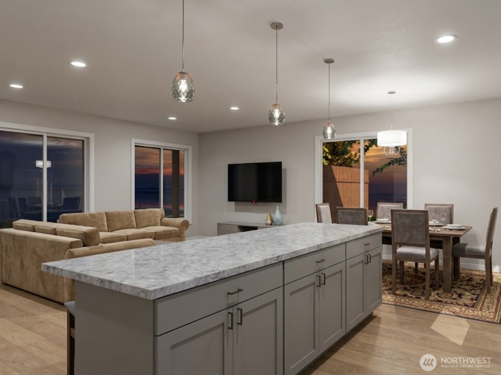 7 Endor Heights Vader, WA 98593 - Photo 8 of 16 a spacious kitchen with a granite countertop sink and a large mirror