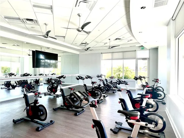 a view of a room with gym equipment