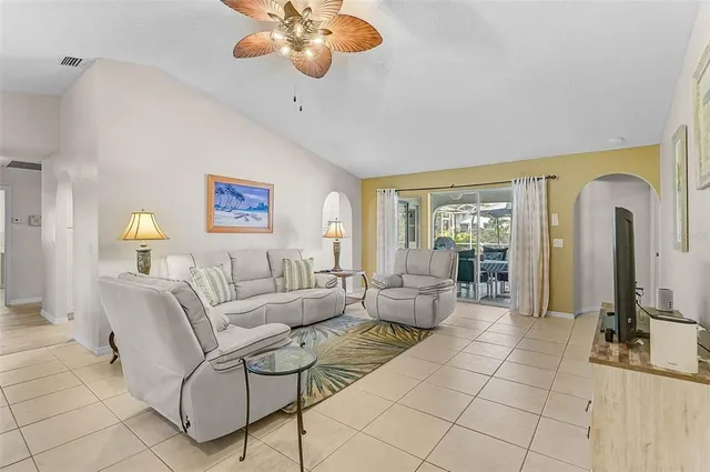 a living room with furniture