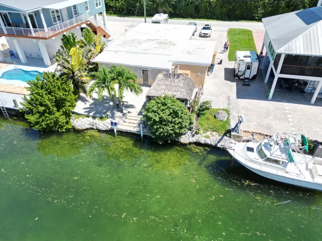 a view of a backyard with plants and patio