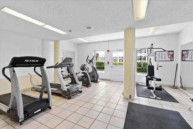 a view of a room with gym equipment