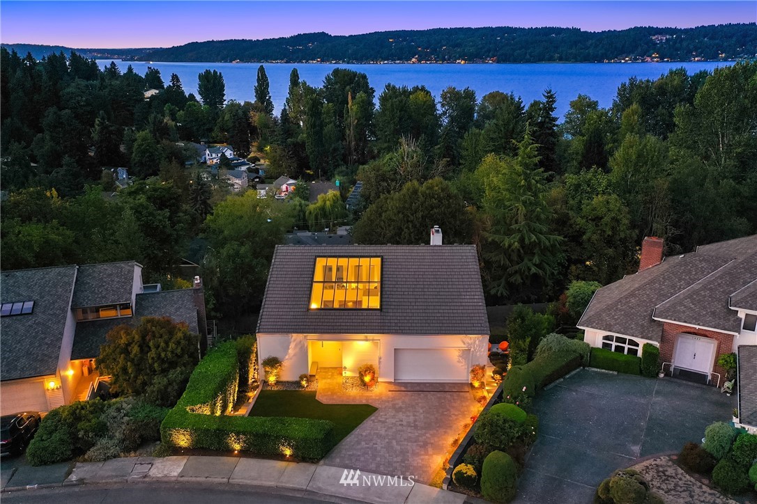 a view of a city with a lake view