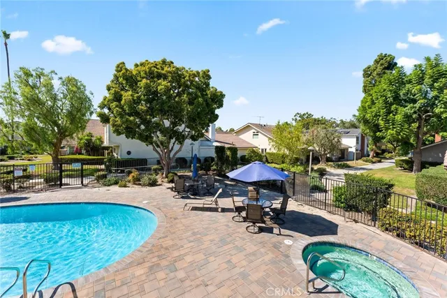 an outdoor space with seating