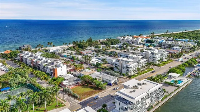 a view of a lake with a city view