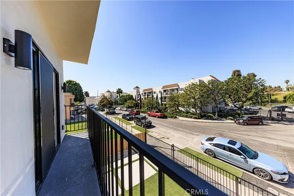 a balcony with street view