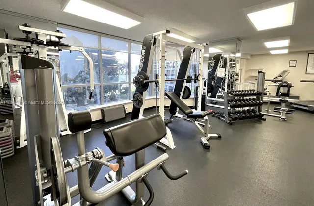 a view of a room with gym equipment