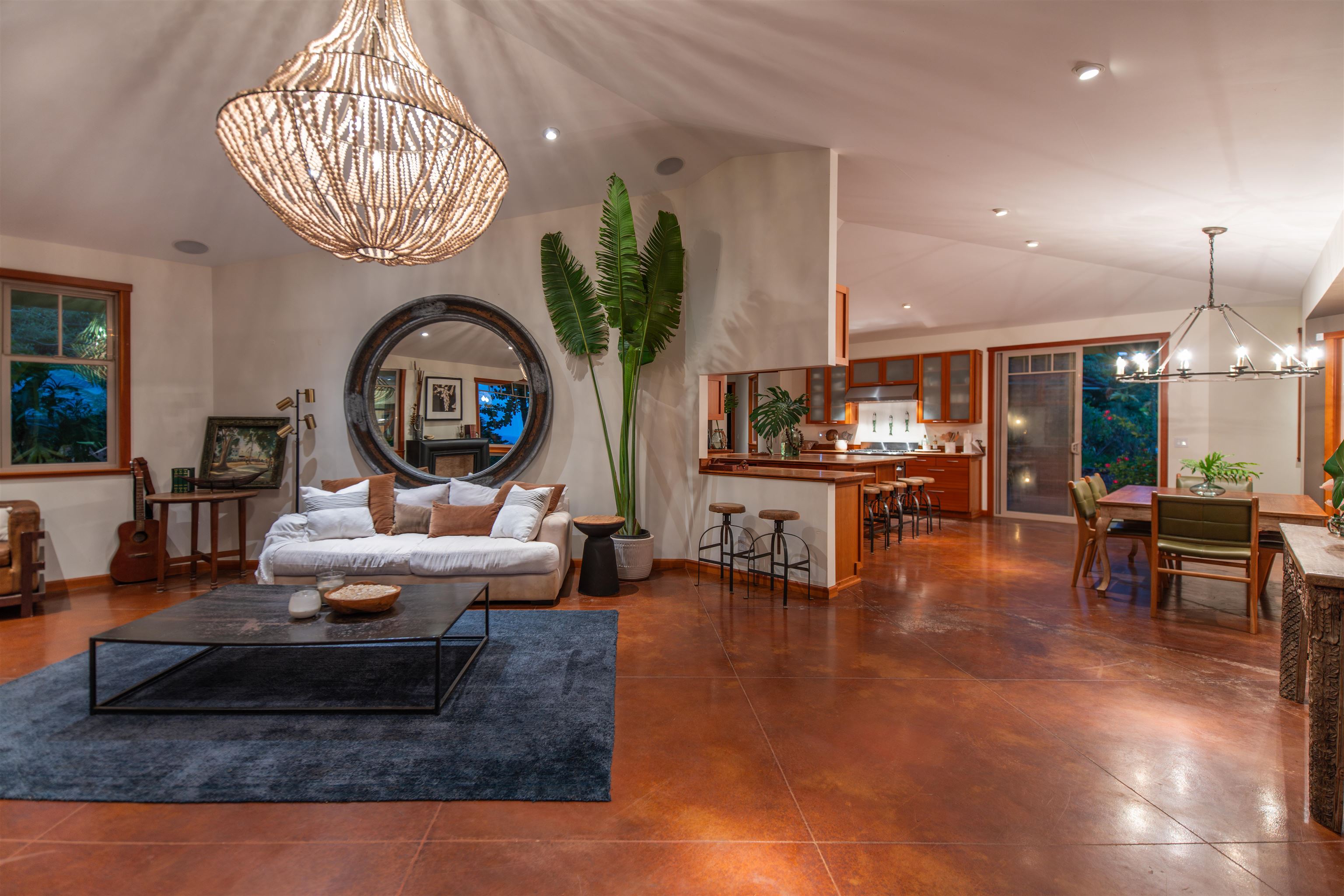 52 Papio Way, Unit A Haiku, HI 96708 - Photo 17 of 50 a living room with furniture a pool table and a large window