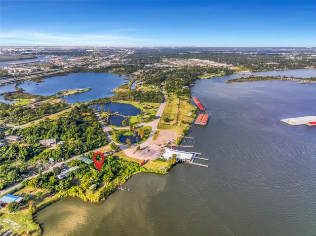 a view of a swimming pool with an outdoor seating