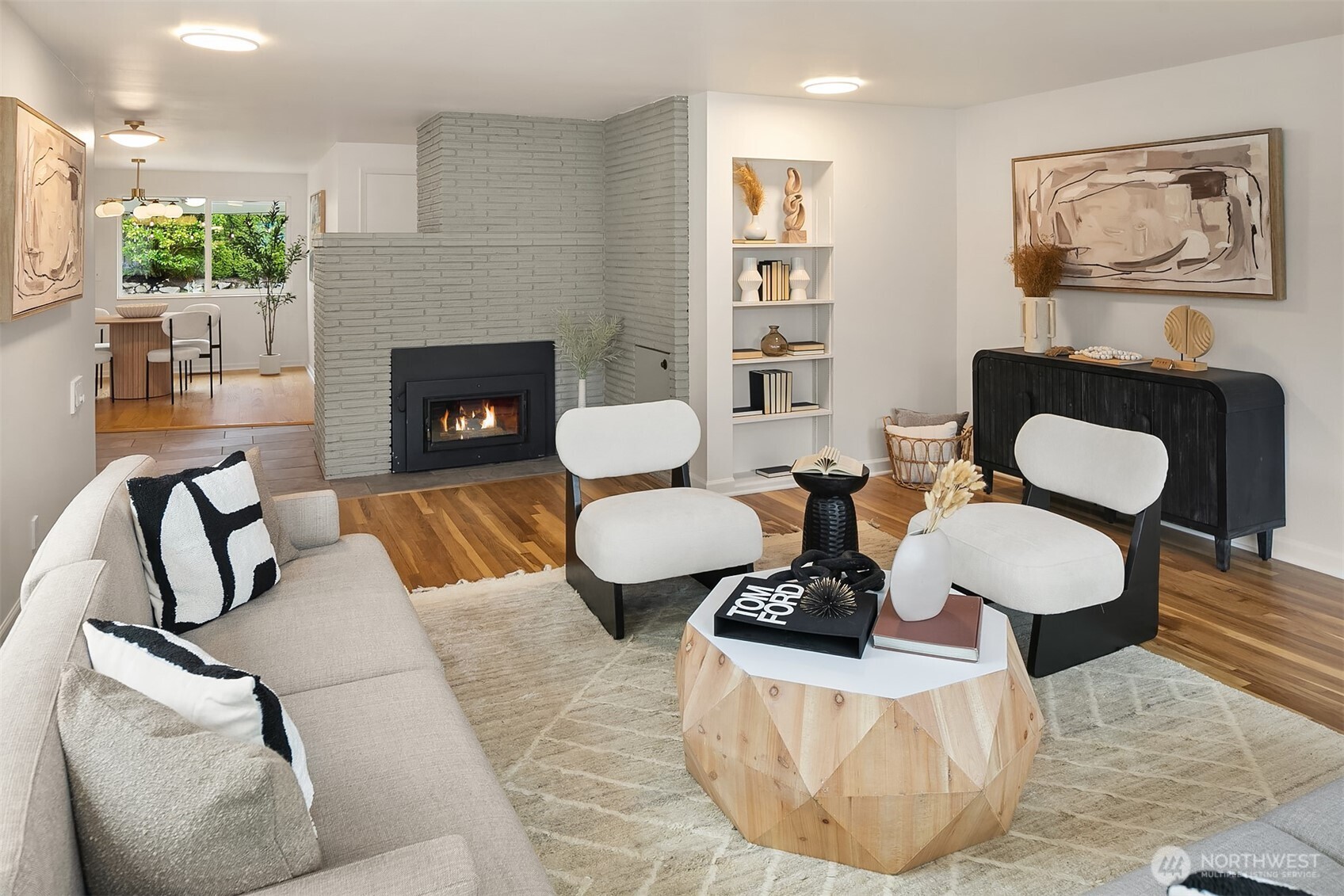 726 North 86th Street Seattle, WA 98103 - Photo 5 of 31 a living room with furniture and a fireplace
