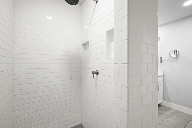a bathroom with a shower