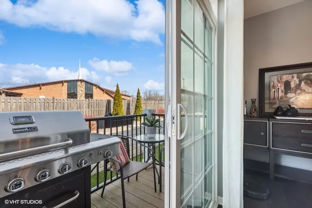 a view of a hallway with a stove