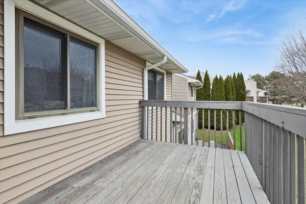 a view of a wooden deck