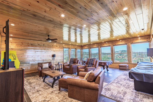 401 North Aoki Michi Road Brian Head, UT 84719 - Photo 24 of 58 Wood-paneled walls and ceiling with recessed lighting