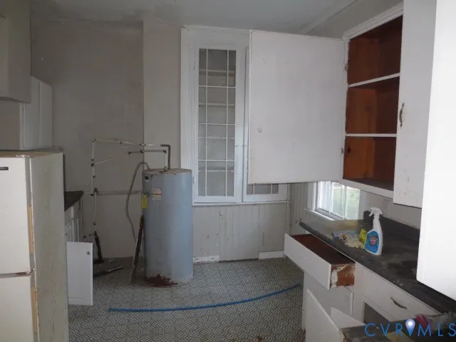 a view of small space with racks on the wall