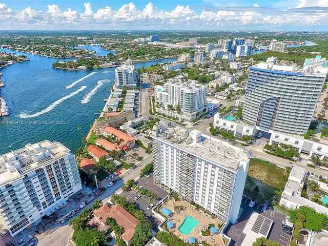 a view of a city with tall buildings