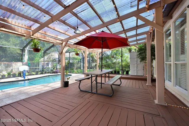 a view of porch with seating space