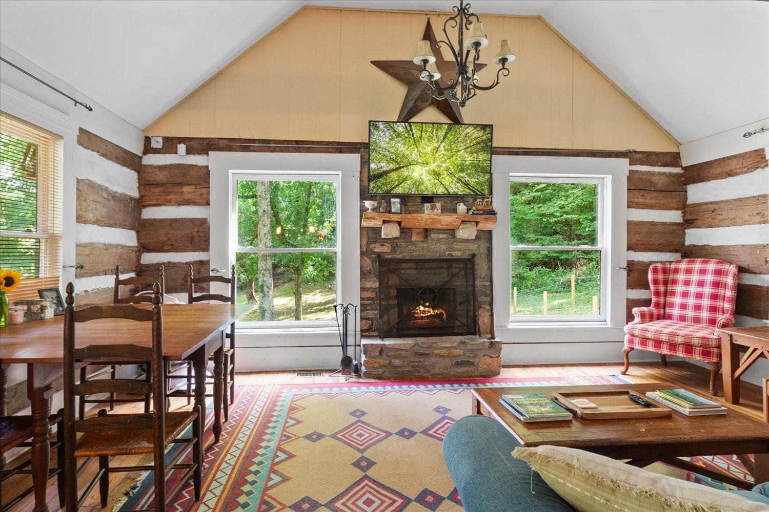 Cozy den with wood burning fireplace ~ flue recently cleaned