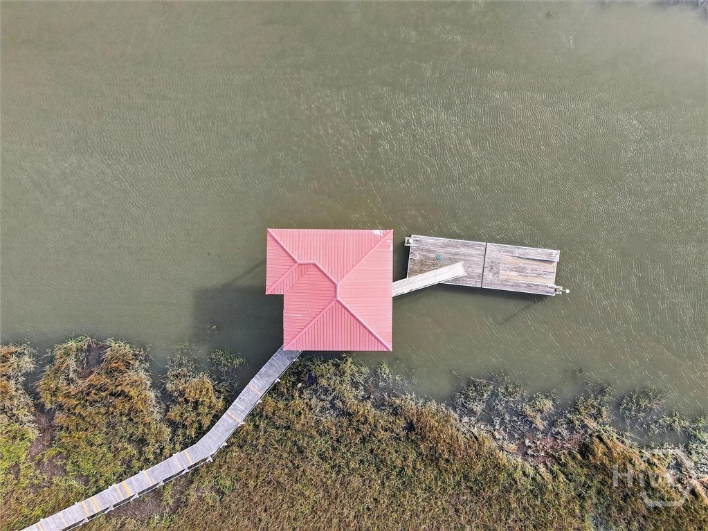 725 Youman's Road Midway, GA 31320 - Photo 63 of 71 Aerial view of dock and floating dock