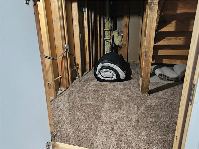 a view of a closet with storage