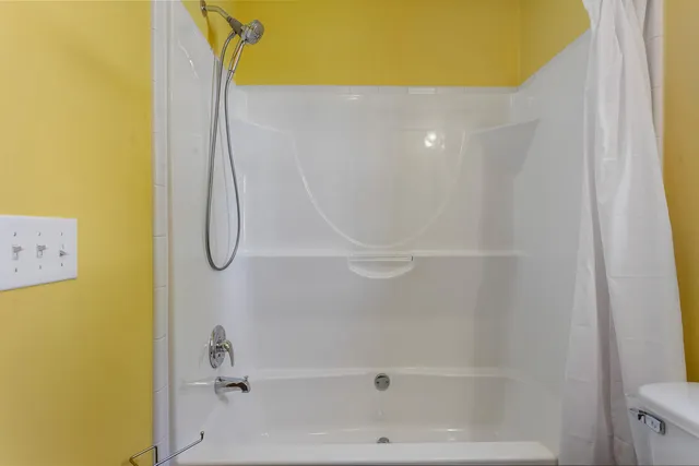 a bathroom with a bathtub