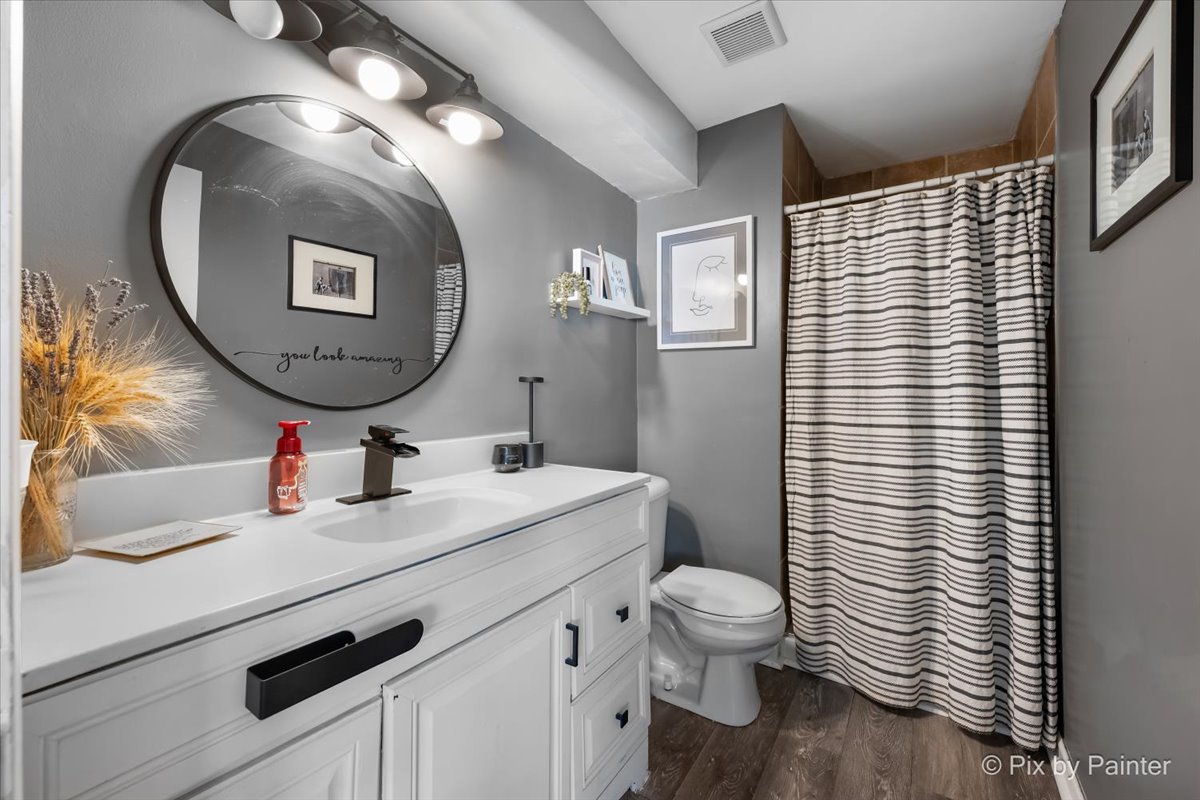 320 Homestead Drive Bolingbrook, IL 60440 - Photo 14 of 33 a bathroom with a sink a toilet and mirror
