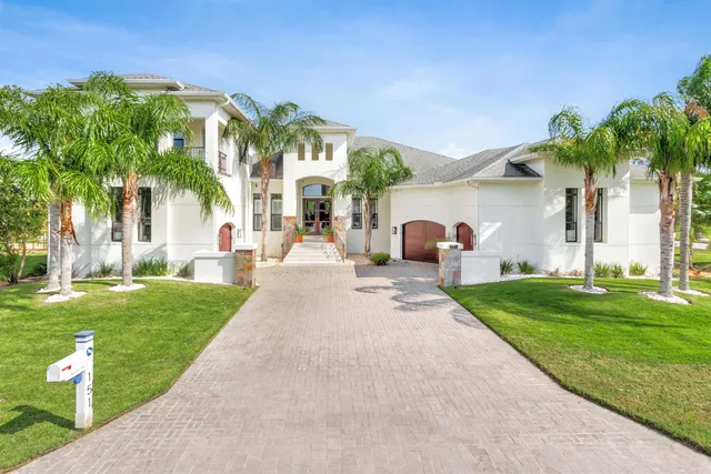 a view of a house with backyard and a tree