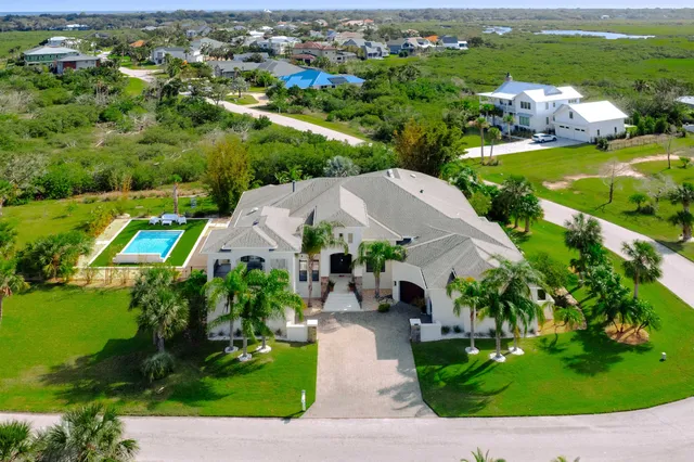 an aerial view of a house