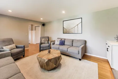 a living room with furniture and a couch