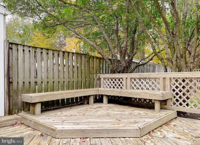 a view of a bench in a patio