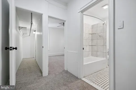 a bathroom with a bathtub