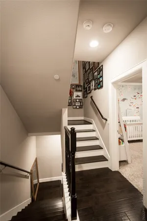 a view of entryway with wooden floor