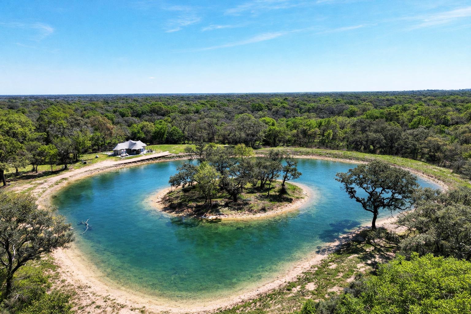 a view of a lake with outdoor space