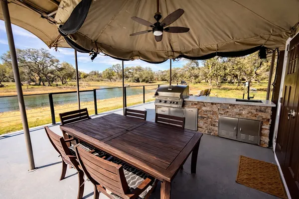 a view of an outdoor space with seating