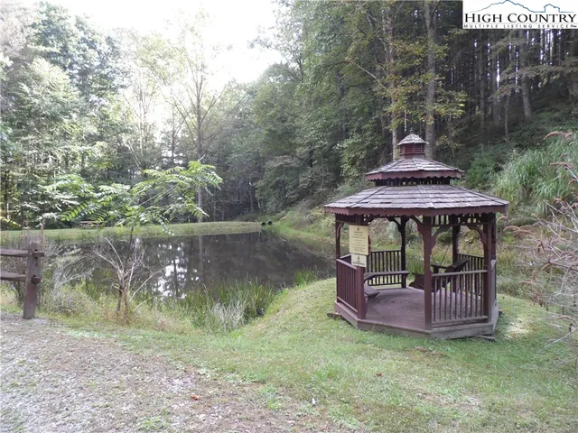 a view of a lake view with a garden