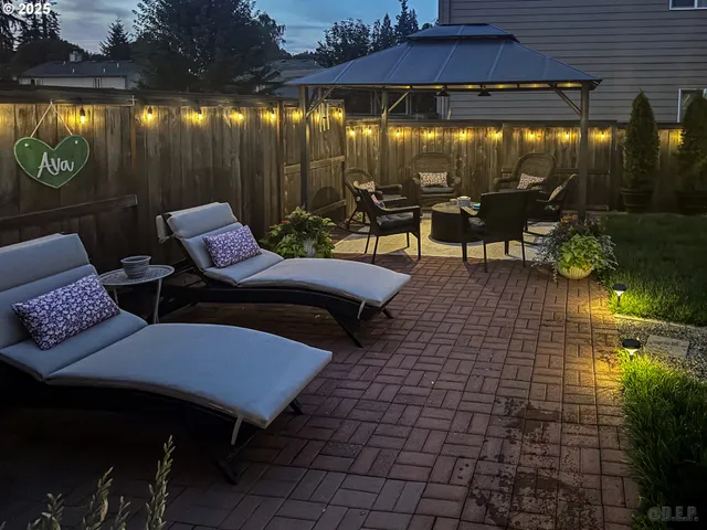 a outdoor space with lots of tables and chairs