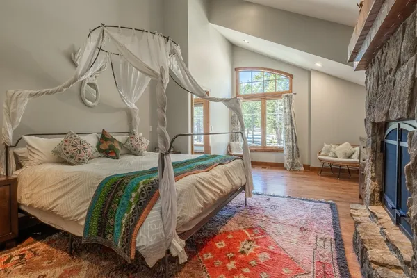 a room with a bath tub and shower