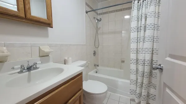 a bathroom with a sink toilet vanity and shower