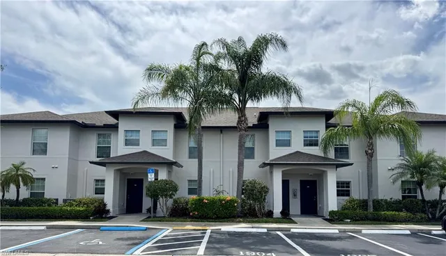 a front view of a house with yard plants and palm tree
