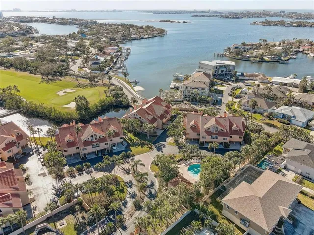 an aerial view of residential building and lake view