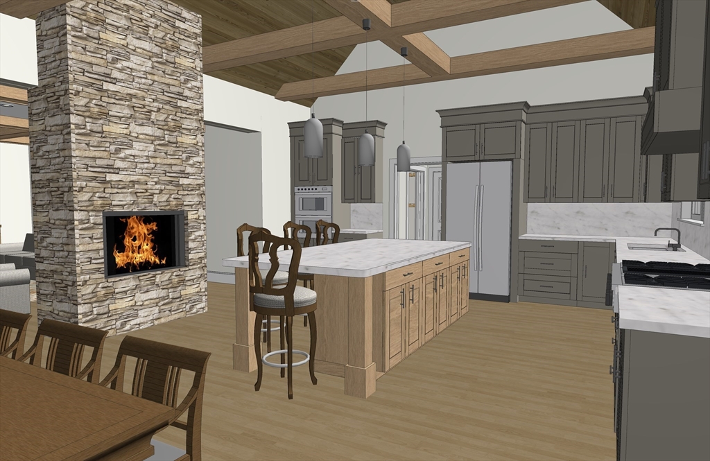 60 Prospect Hill Road Harvard, MA 01451 - Photo 5 of 9 a kitchen with stainless steel appliances granite countertop a stove a refrigerator a kitchen island a couch a dining table and chairs with wooden floor