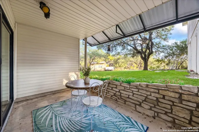 an aerial view of a house having outdoor space