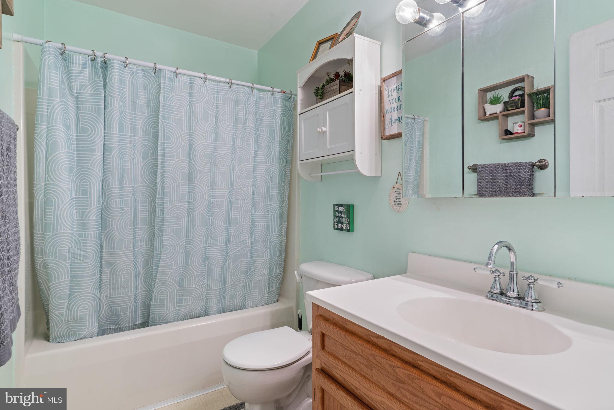 28485 Morel Way Rhoadesville, VA 22542 - Photo 34 of 42 a bathroom with a sink a toilet and shower curtain