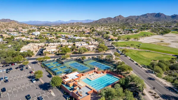 a view of a city with a mountain