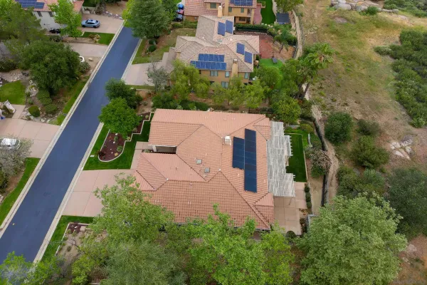 an aerial view of a house
