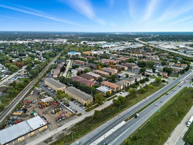 an aerial view of a city
